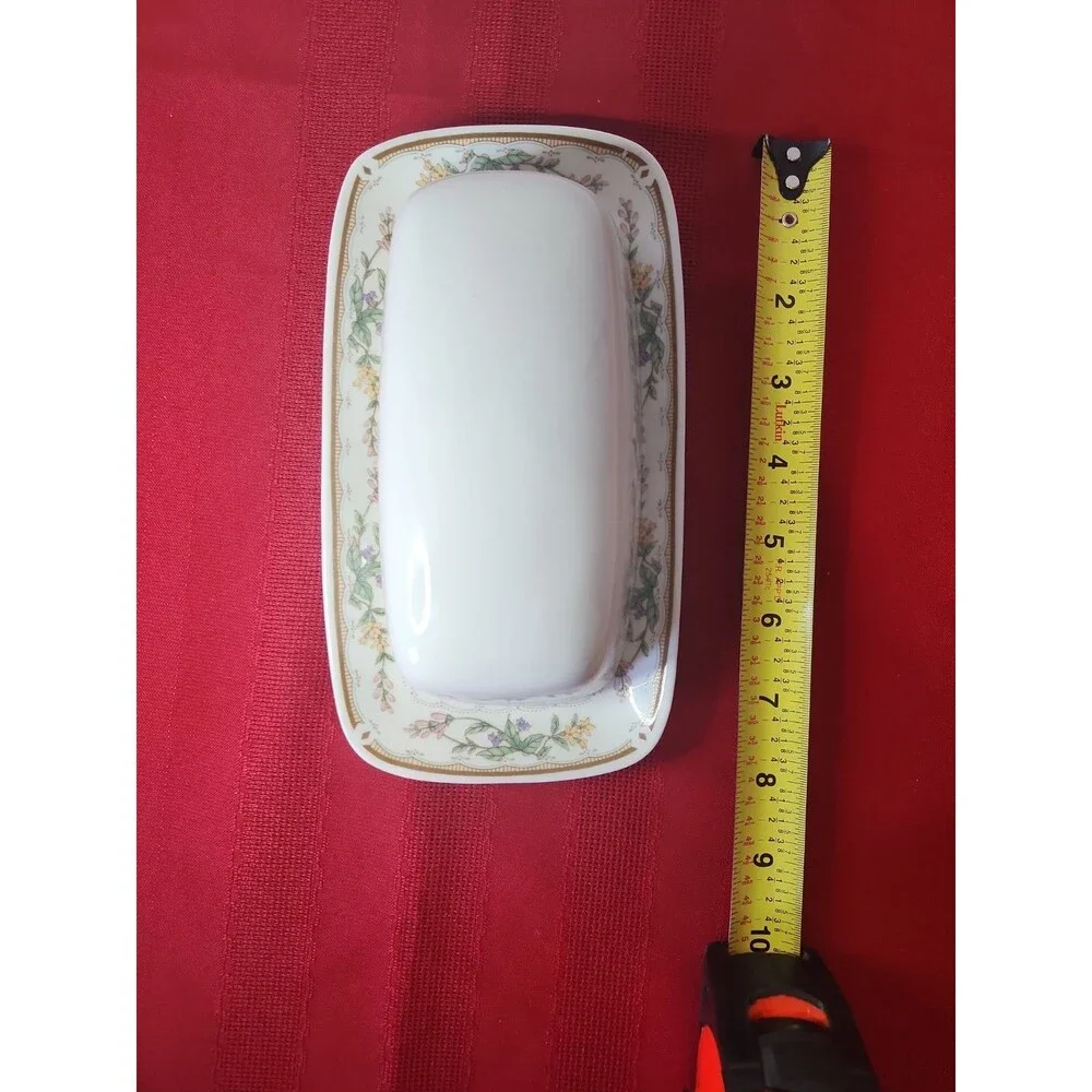 Vintage Bellegarden by Citation Porcelain Covered Butter Dish Floral Gold Trim